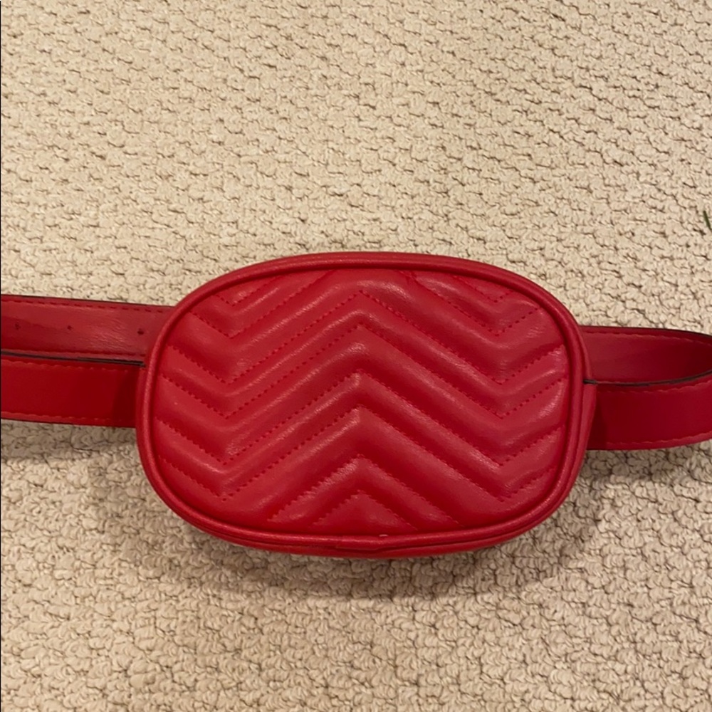 Red leather belt bag
